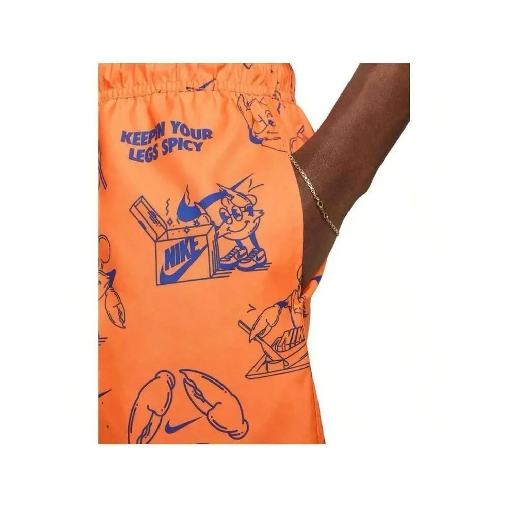 Nike NWT Total Orange Club Woven Printed 6” Short Small